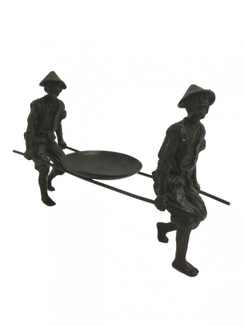 Chinese Bronze By Castilian - Two Men Carrying Basket (1 of 5)