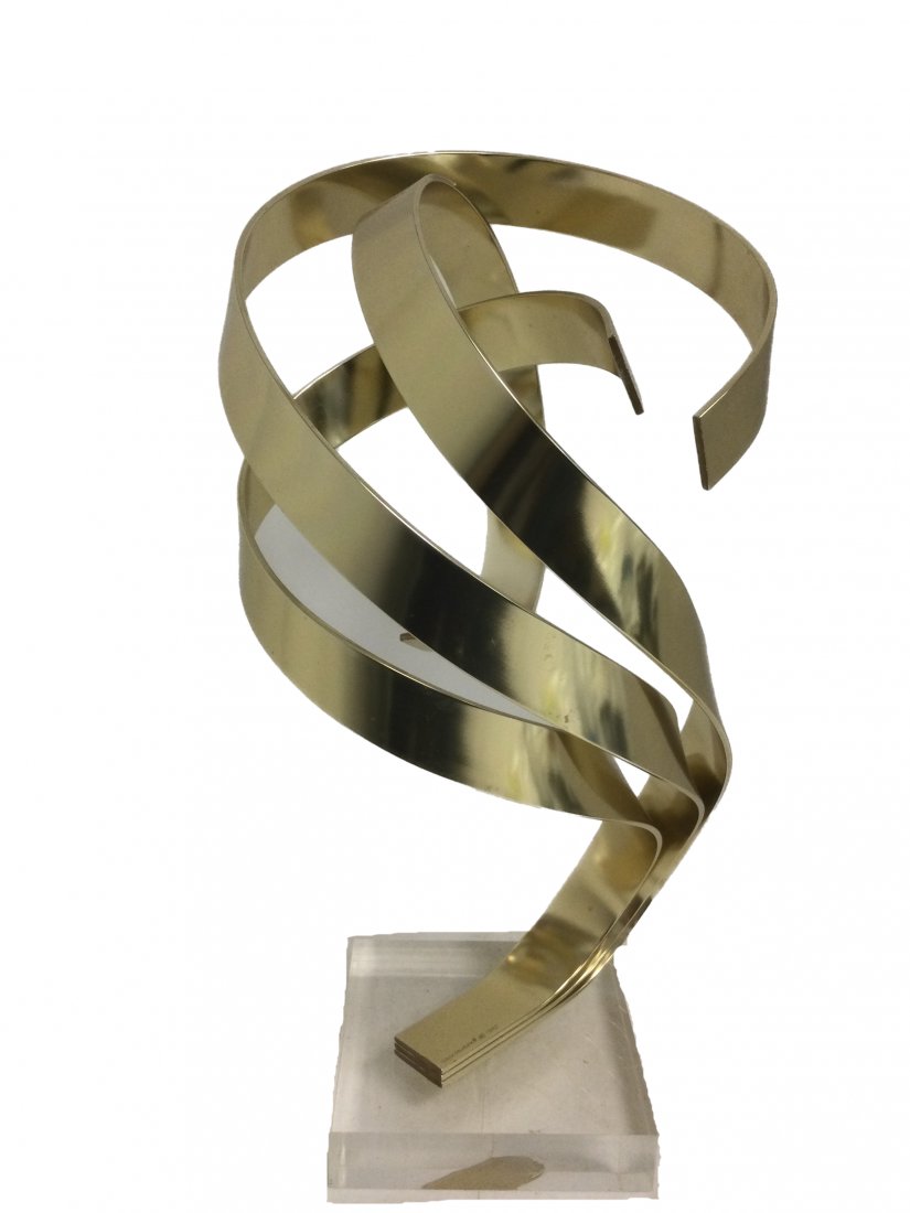 Dan Murphy Abstract Ribbon Sculpture on Lucite Base (1 of 4)