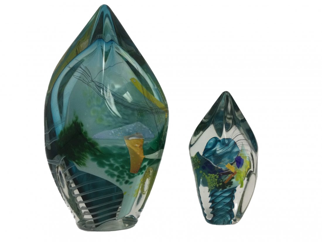 Two Obelisk Studio Glass Sculptures Signed (1 of 6)