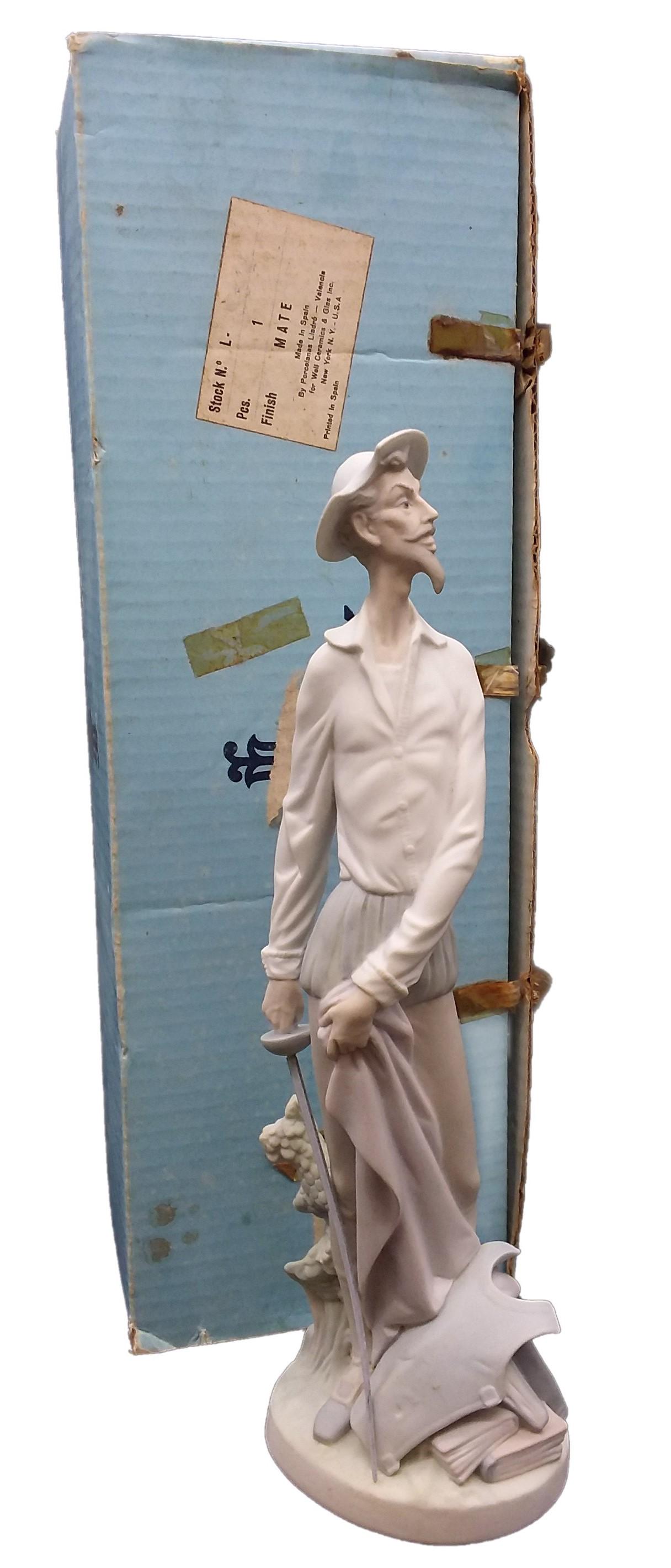 Lladro Don Quixote Figure Matt Finish #4854: Lladro Figurine 4854, Don Quixote Standing with Sword with original box. Measuring approx. 12 inches tall, 3.5 wide, 3 deep. Weight approx. 2 lbs. (including box). For Shipping please contact your pre