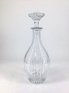 Baccarat Massena Decanter: French made Baccarat, Massena pattern, whiskey decanter. Approx. size without stopper 9 inches tall, with stopper 11 tall x 5 wide. Approx. weight 2 lbs. 12 oz. IMPORTANT: For Shipping, please contact