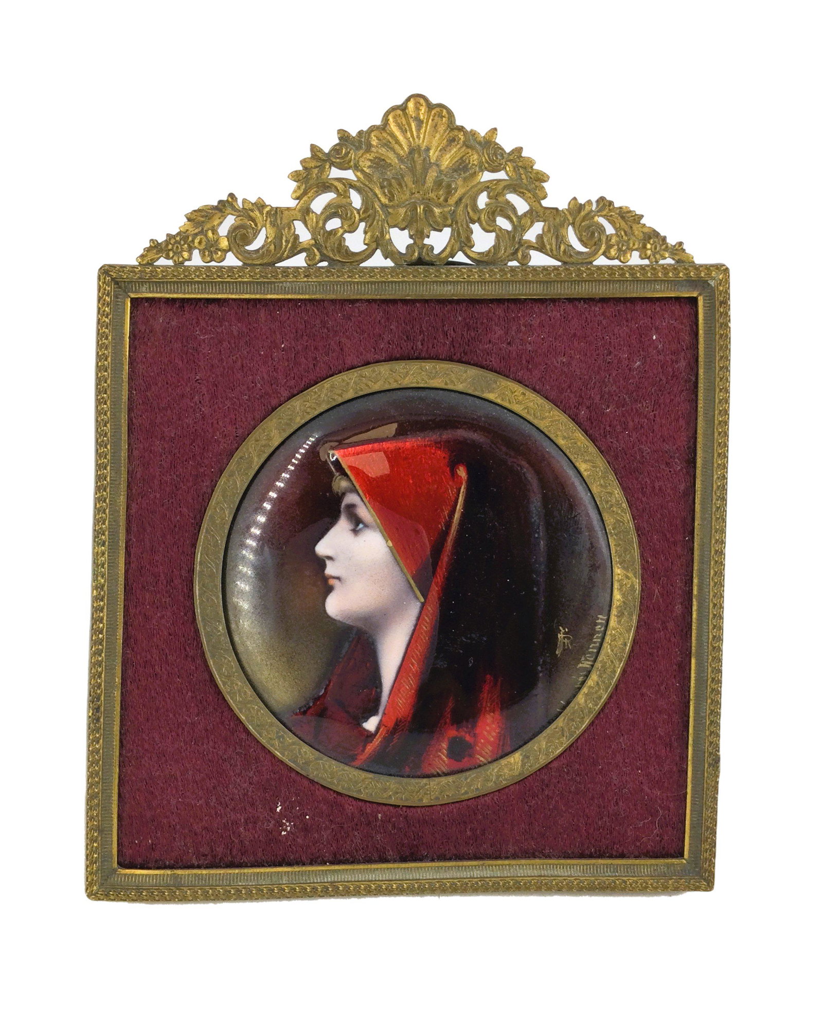 Antique Portrait On Enamel Signed Jean Jacques Henner (1 of 6)