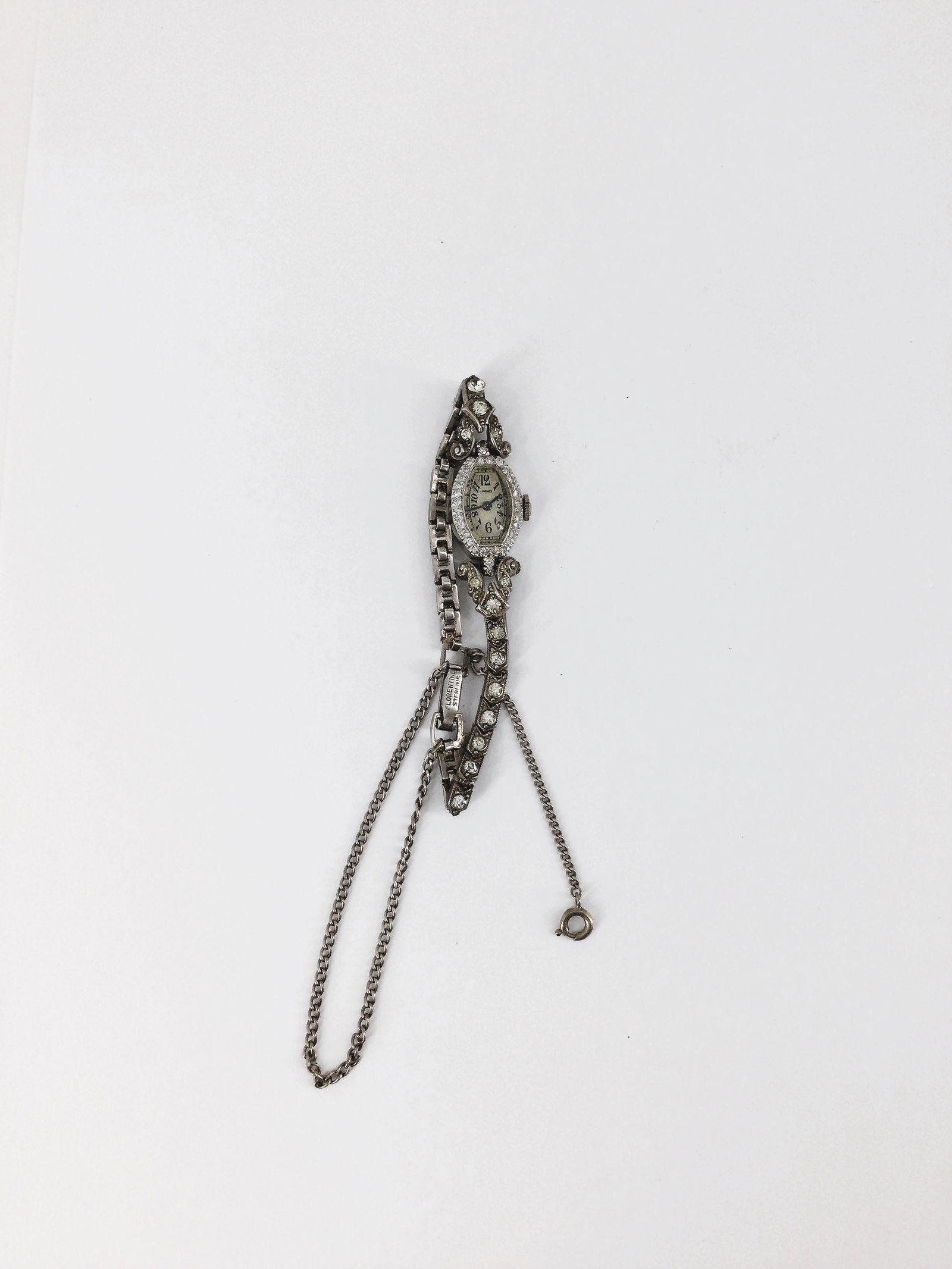 1920's Longines Ladies Platinum & Diamond Case Watch With Sterling Band (1 of 6)