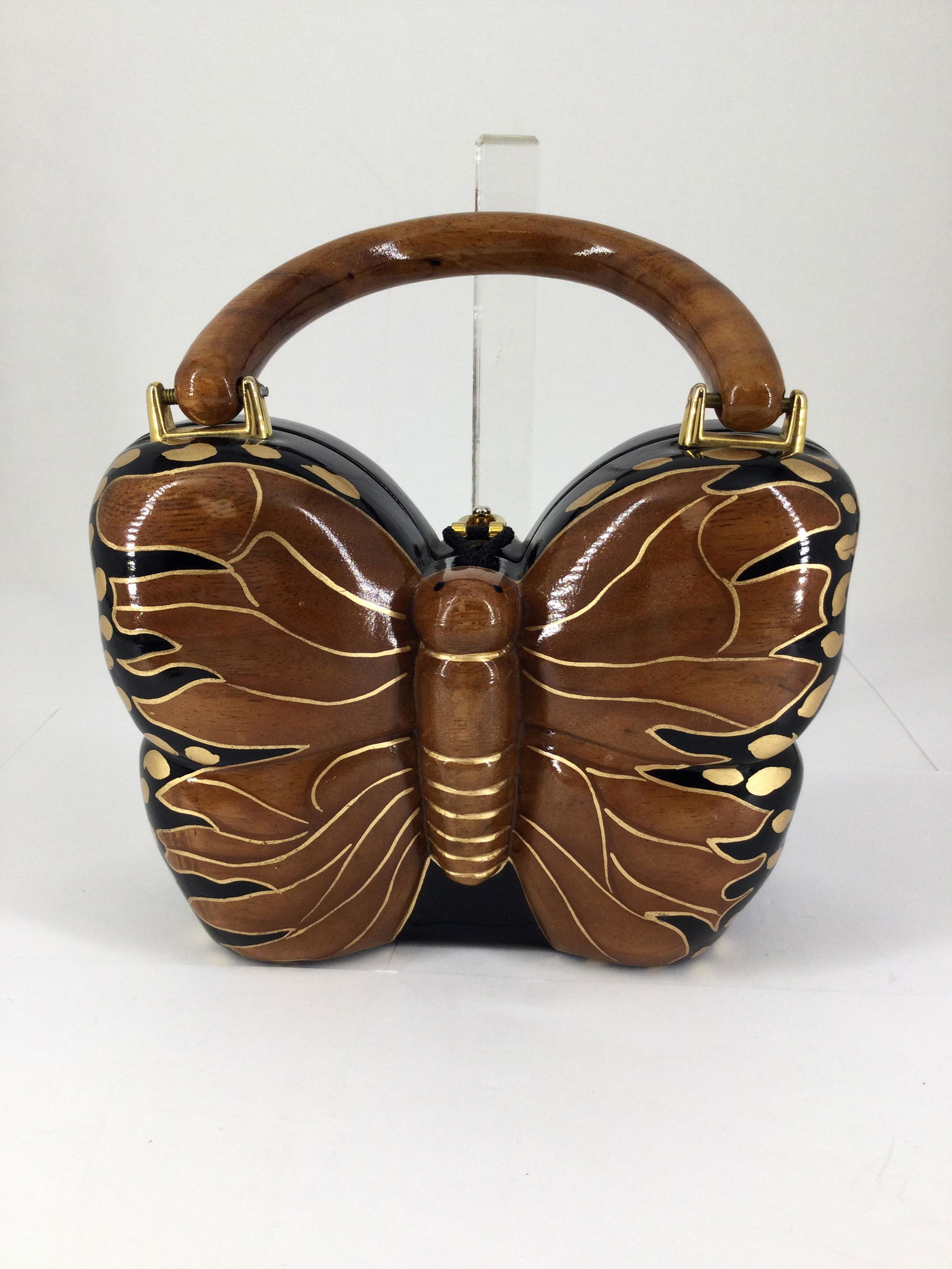 Vintage Timmy Woods Wooden Butterfly Hand Purse (1 of 7)