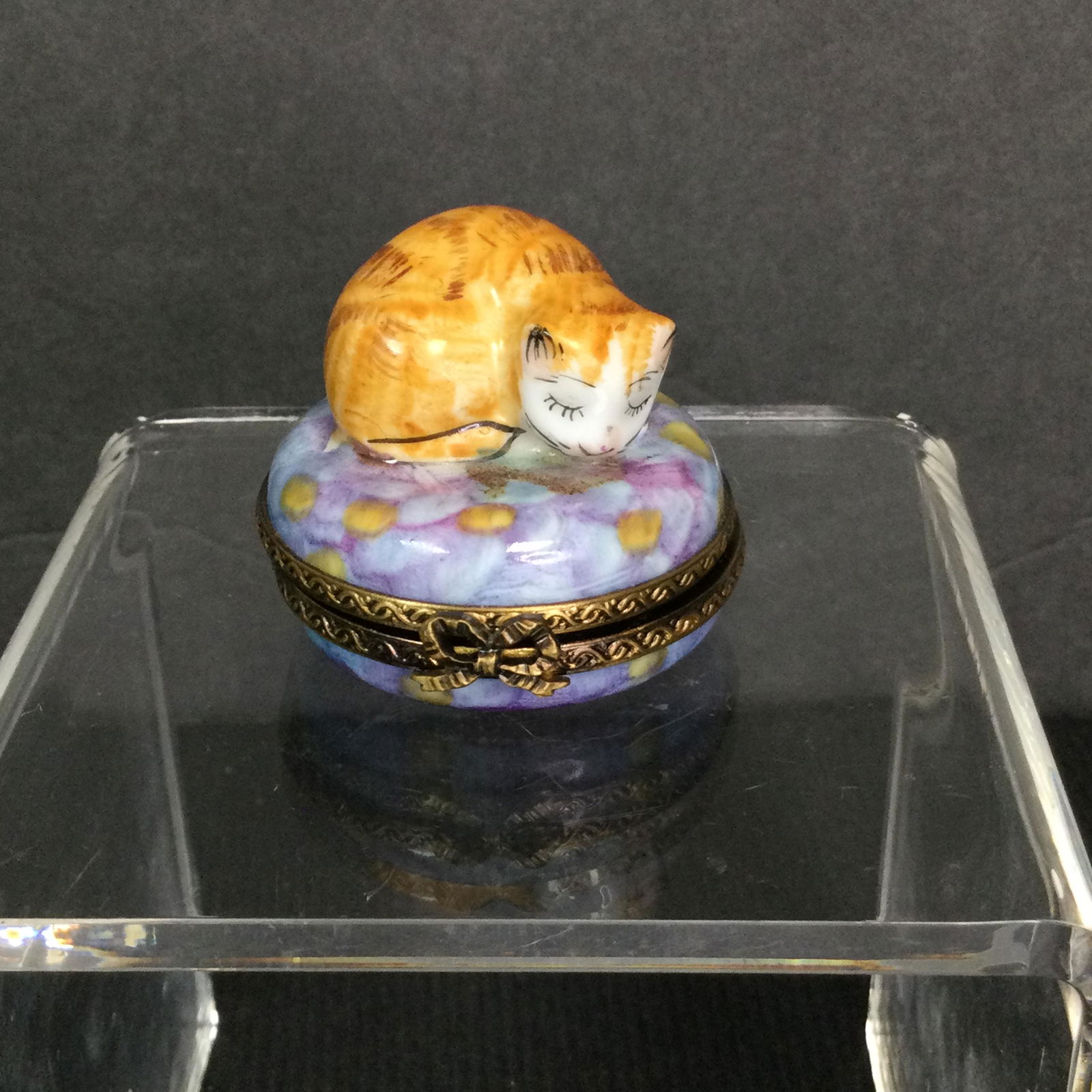 Limoges France Porcelain Kitten Trinket Box Signed (1 of 6)