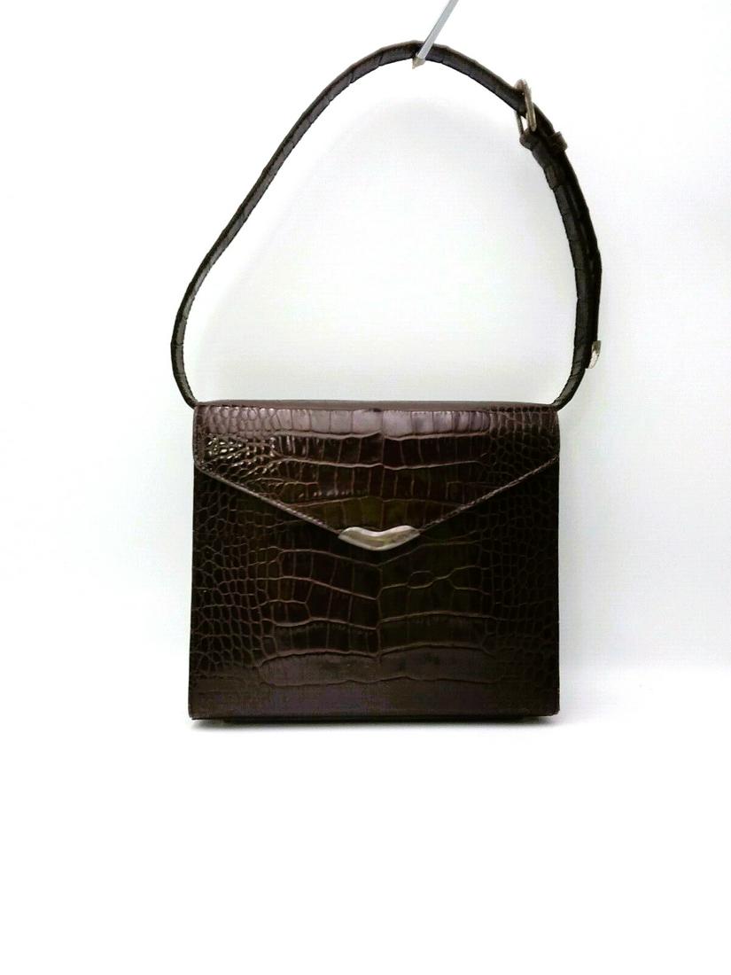 Ralph Lauren Croc Embossed Leather  & Sterling Hardware "Kelly" Purse (1 of 11)