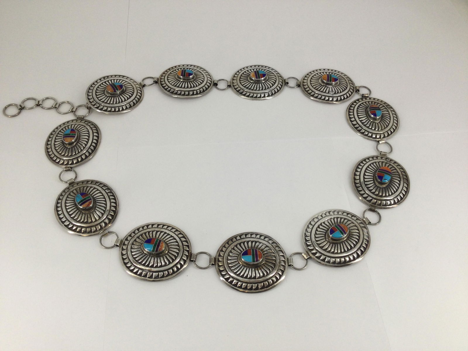 Sterling Silver Southwestern Belt With Inlaid (1 of 5)