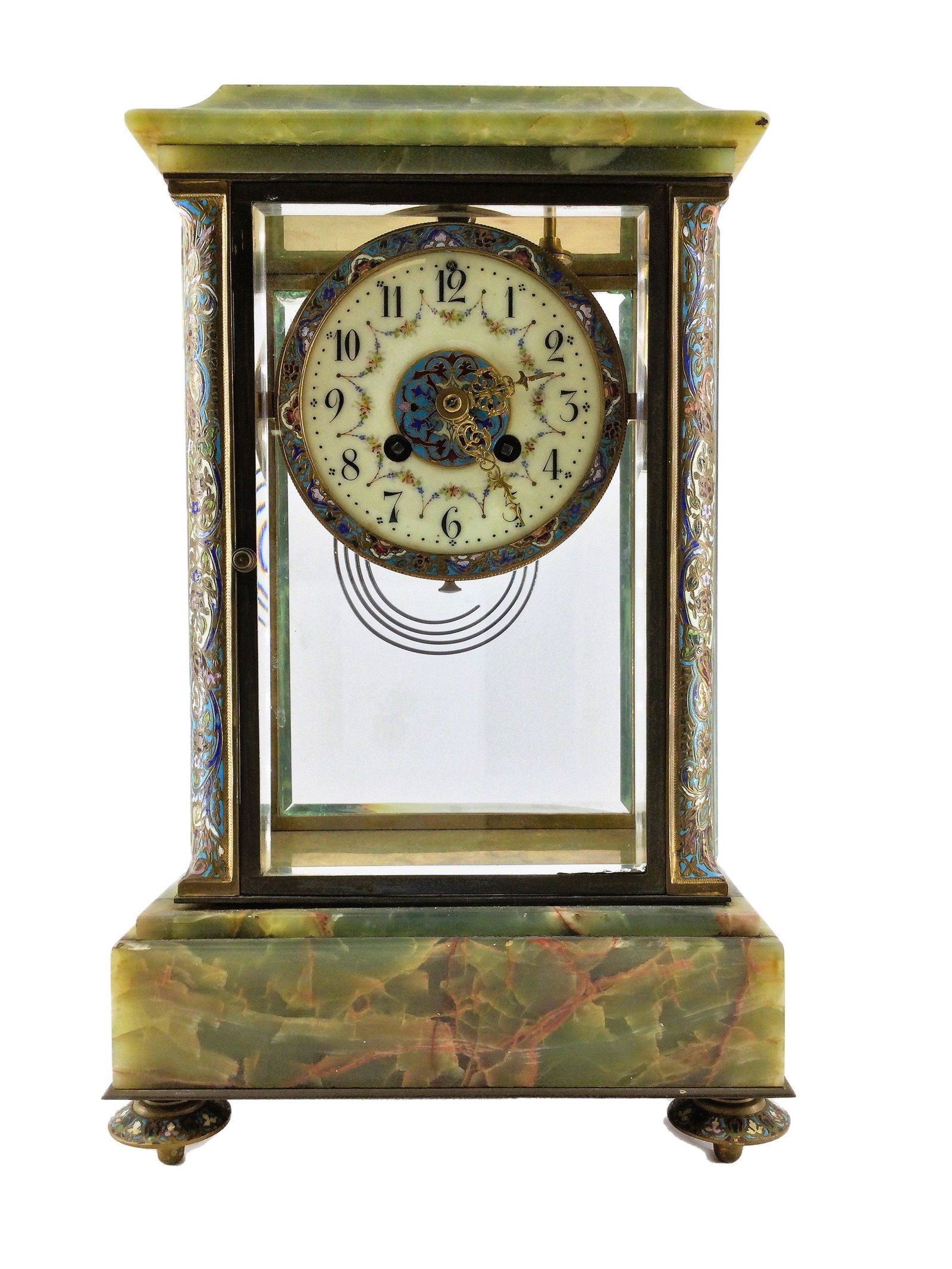 Late 19th Century Mantel Clock  Bronze Framed Champleve Enamel DÃ©cor (1 of 16)