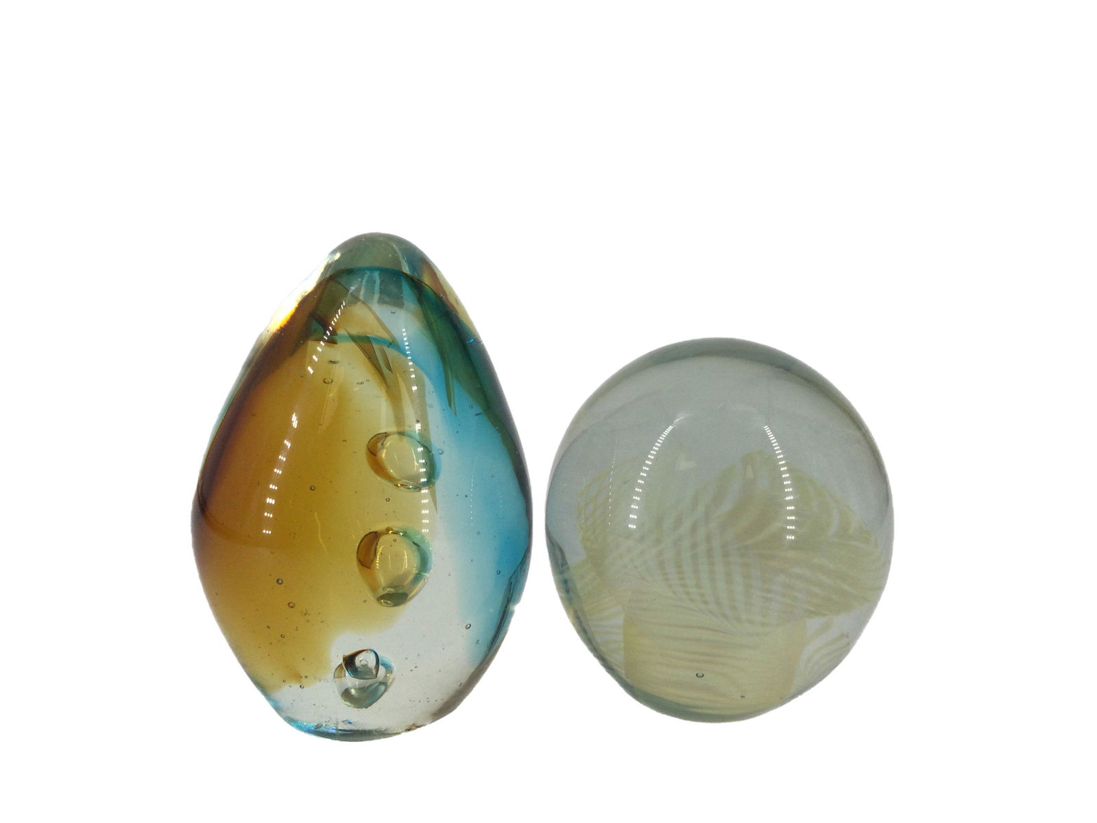 Pair Studio Art Glass Paperweights (1 of 3)