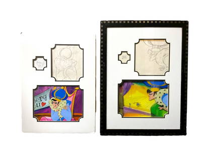 Disney Pair of Original Production Cels and Sketches: Pair of Original Production Cels and Sketches of Old King Cole voiced by Jimmy Smits from animated series Happily Ever After Fairy Tales for Every Child Mother Goose A Rappin' and Rhymin' Special. App