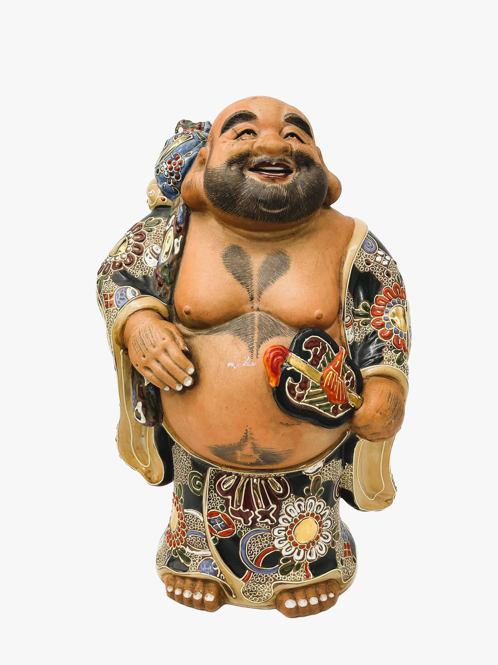 Japanese Kutani Hotei Lucky Buddha, Signed during Meiji period 1868 - 1912 with Kutani mark (1 of 6)