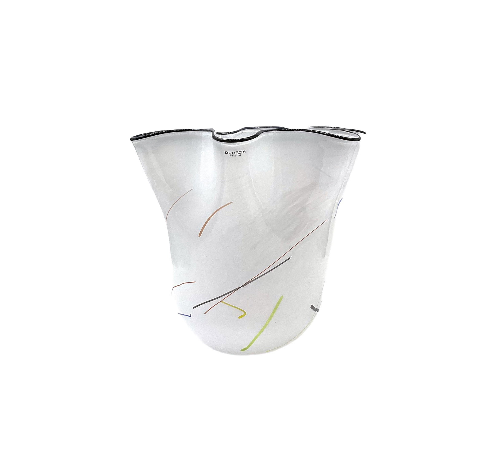 Kosta Boda Ruffled Handkerchief Vase by Ulrica Hydman-Vallien 49949: Kosta Boda Ruffled Handkerchief Vase, Signed Ulrica Hydman-Vallien 49949, Scandanavian Design, Mid Century Scandinavian Home DÃ©cor Approx. size 9.5 inches tall x 10 wide. Approx. weight 3 lbs. 8.7 