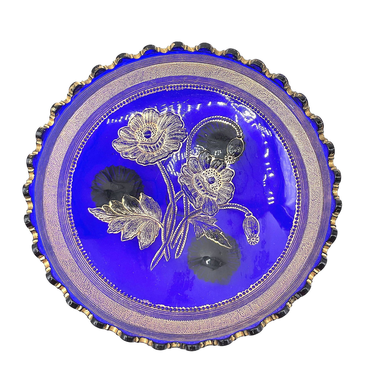 Early 20th C. Harry C. Northwood 3 Footed Iceland Poppy Verre D'or Bowl (1 of 4)