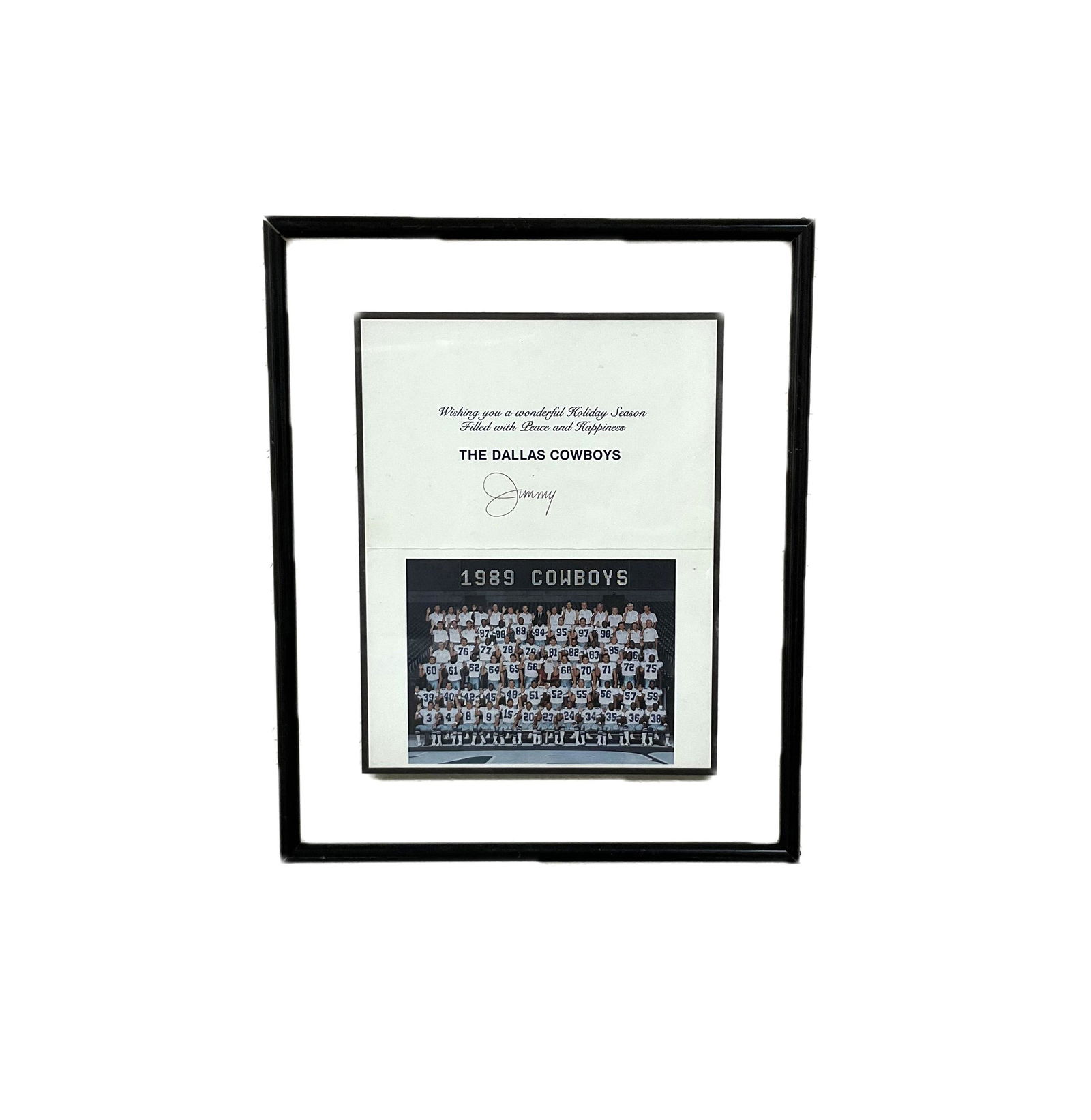 1989 Cowboys Holiday Card Signed by Jimmy Johnson (1 of 3)