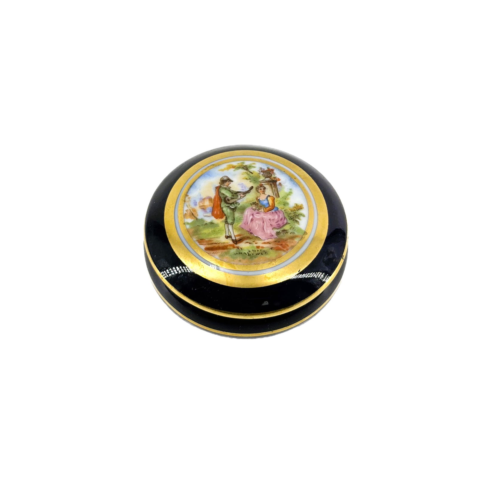 French Limoges Hand Painted Round Trinket Box (1 of 6)