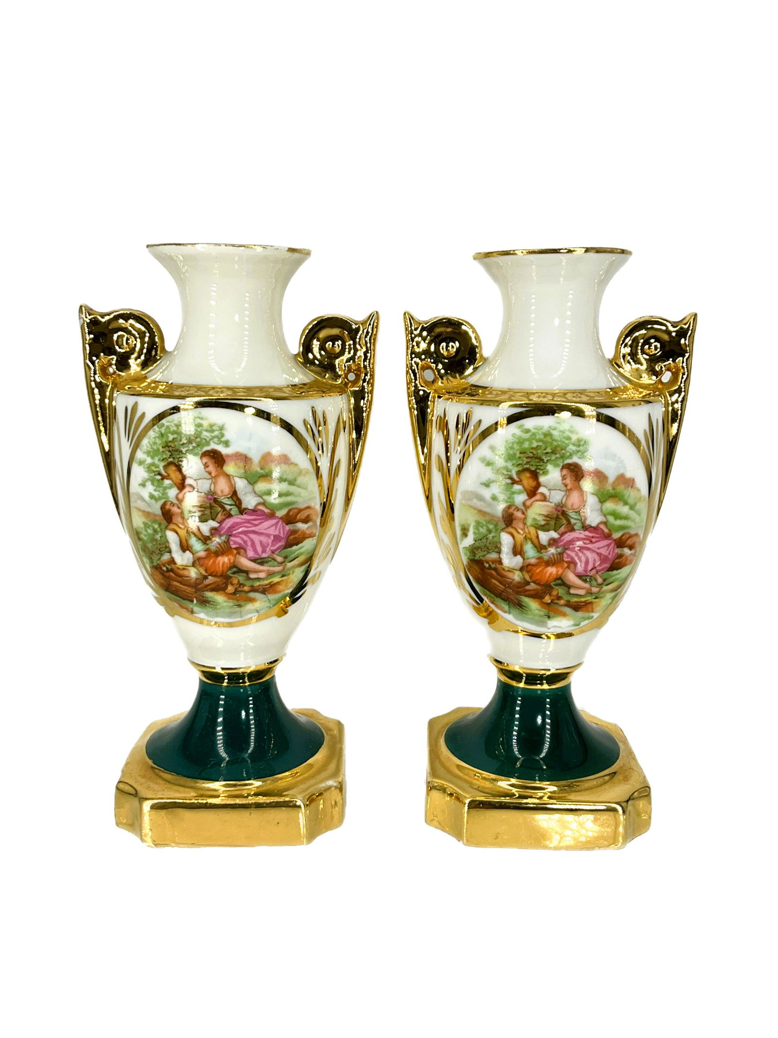 Pair of French Limoges Hand Painted  Pocelain Vases (1 of 6)