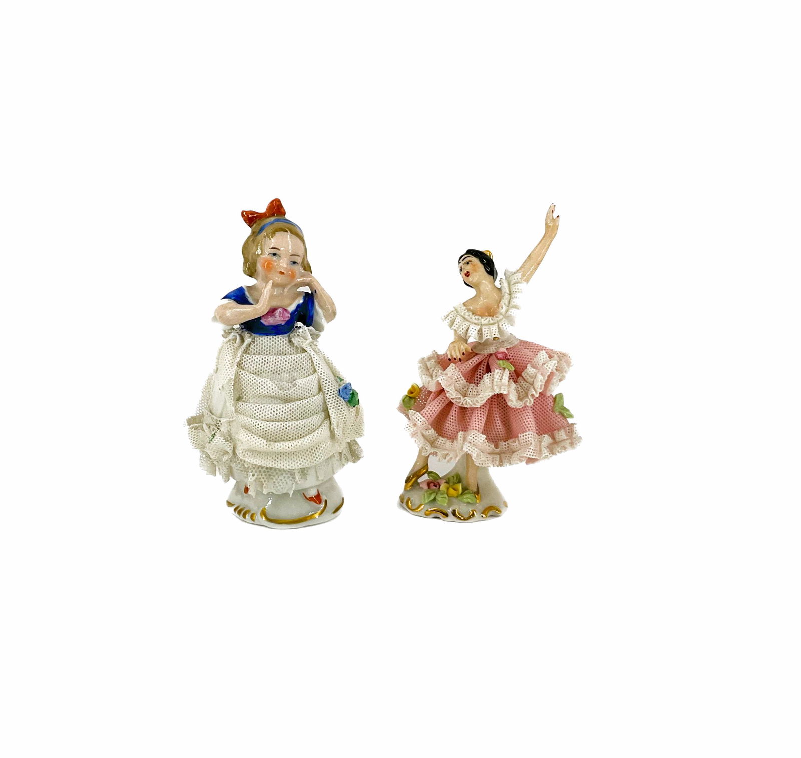 Pair of Vintage Dresden Girls Porcelain Figurines (1 of 4)