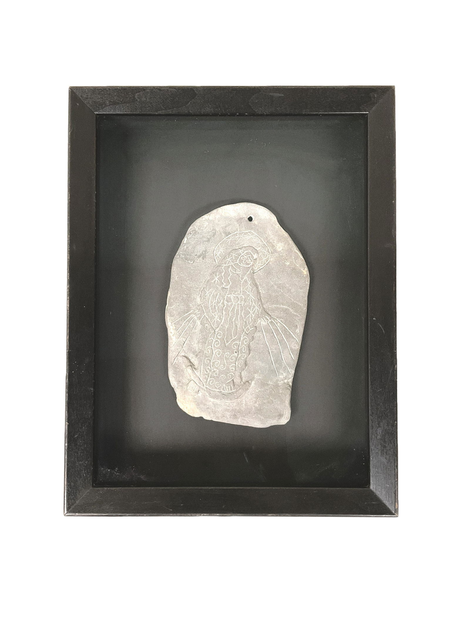 Vintage Framed Stone Carving of Virgin Mary (1 of 3)