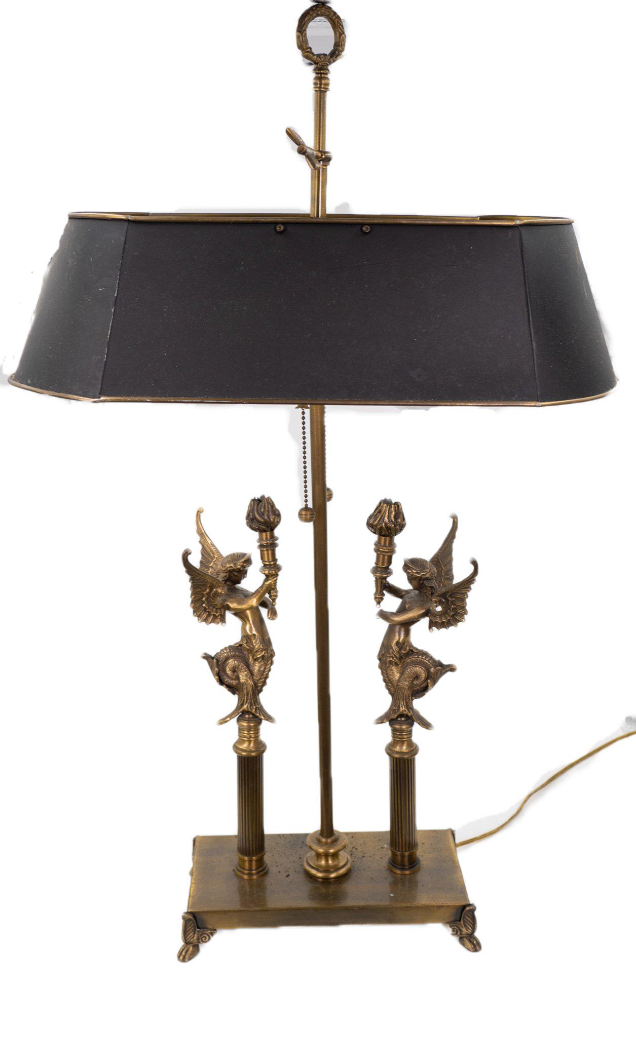 Bronze Gilt Figural Lamp with Winged Mermaids (1 of 7)