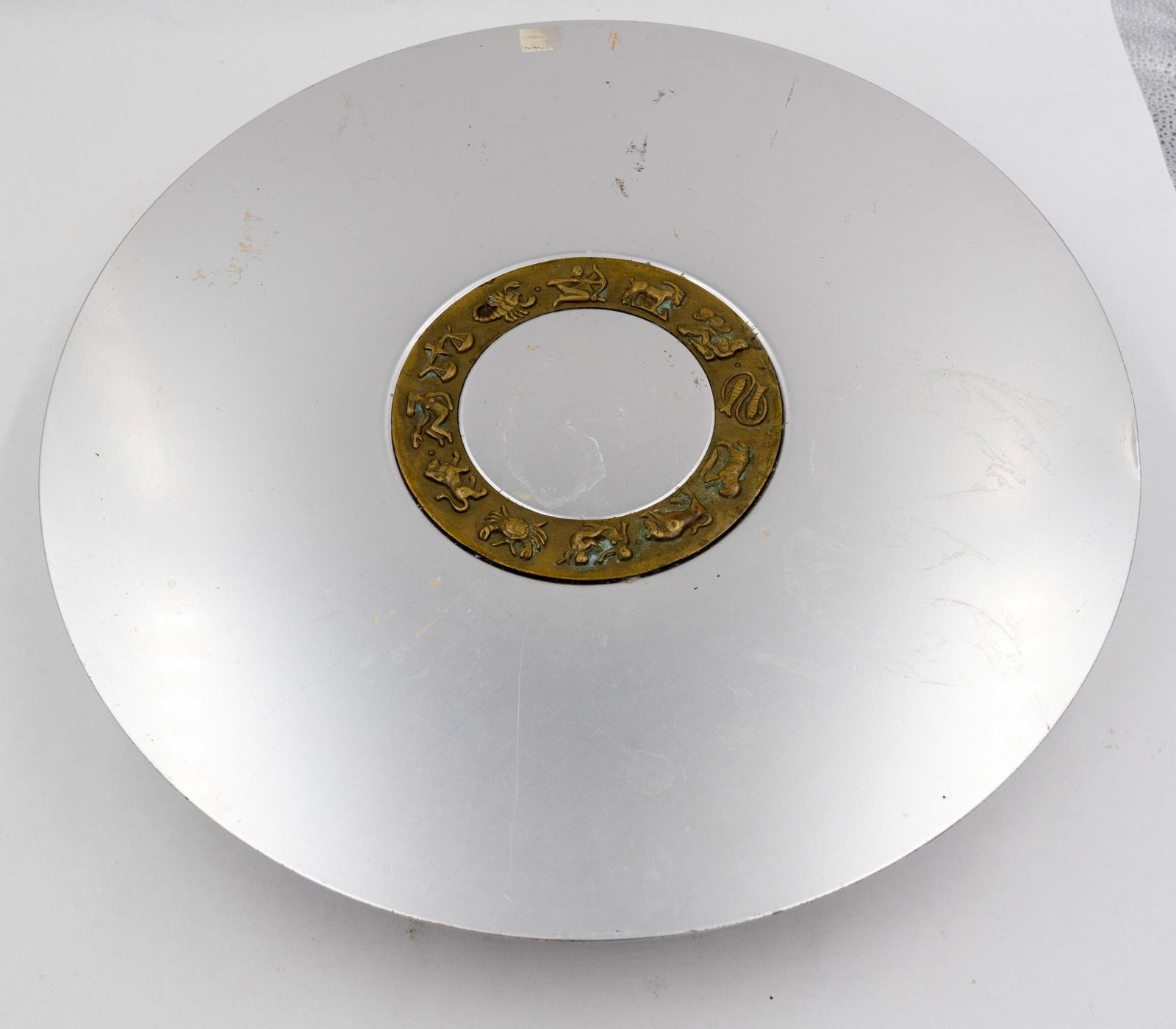 Vintage Kensington Art Deco Aluminum & Brass 12 Zodiac Signs Tray Disk Plate Medallion (1 of 4)