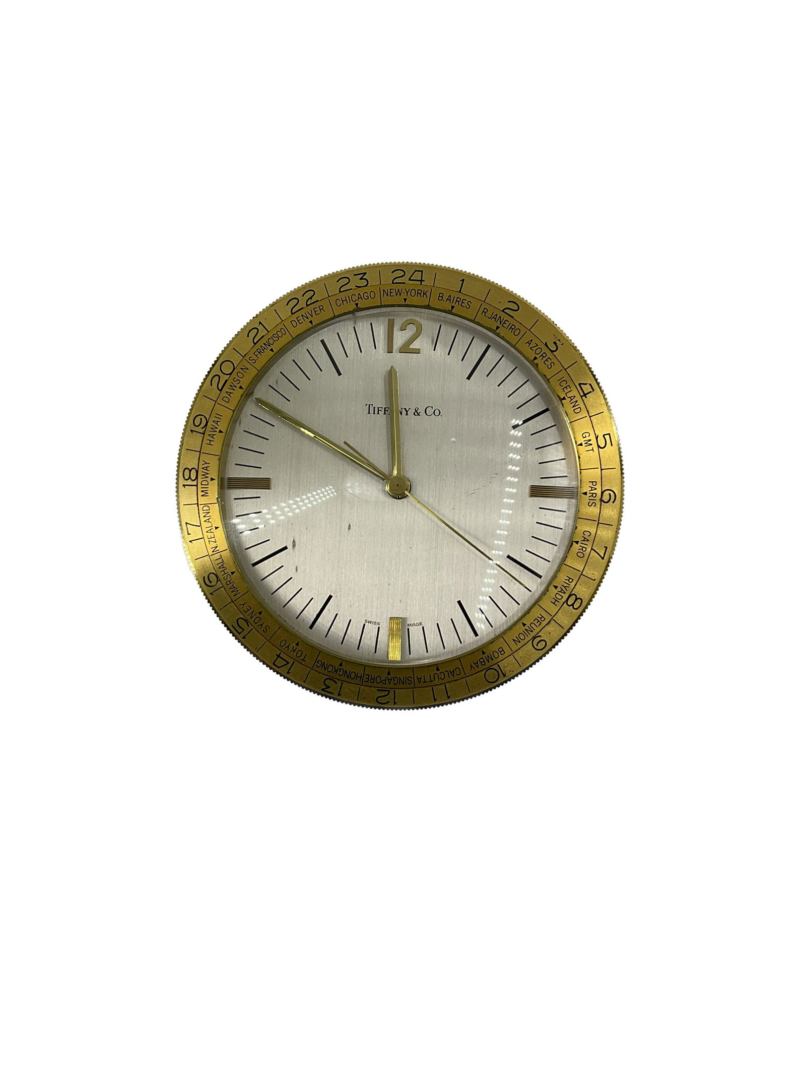 Vintage Tiffany and Co. Brass World Time Desk Clock (1 of 4)