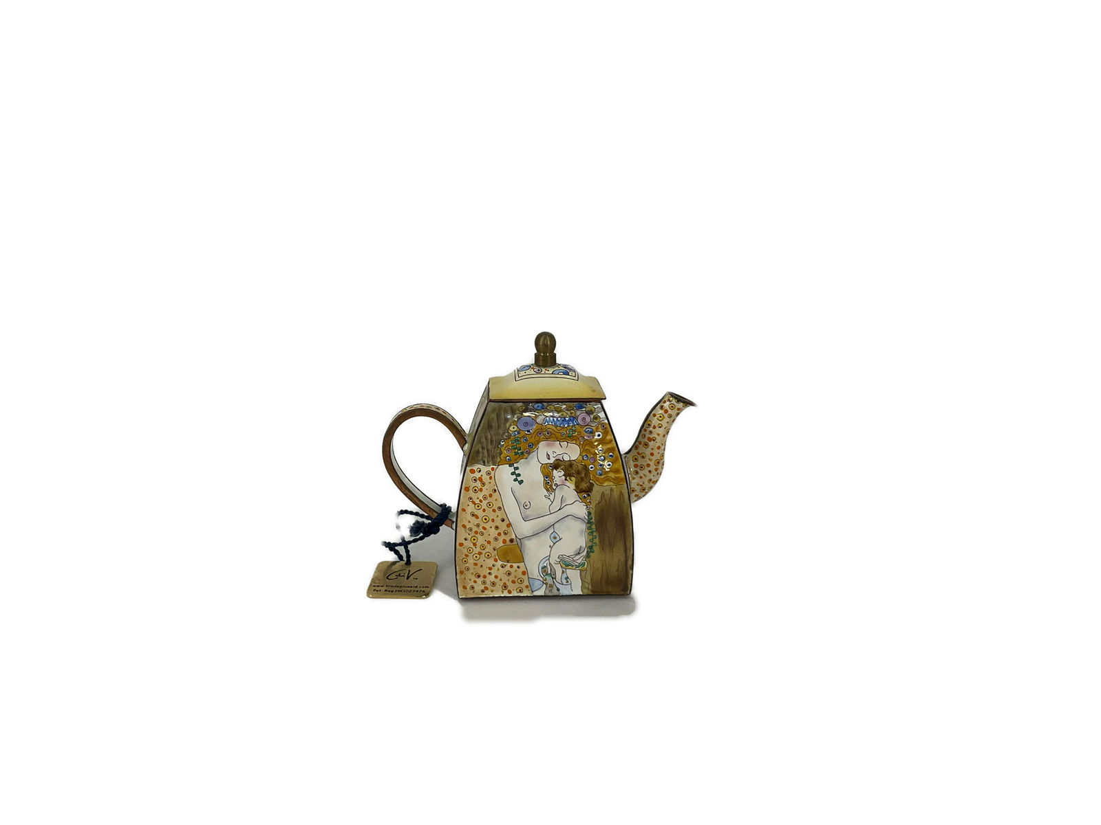 Enameled Teapot depicting a Gustav Klimt Image,  'Mother and Child' (1 of 6)