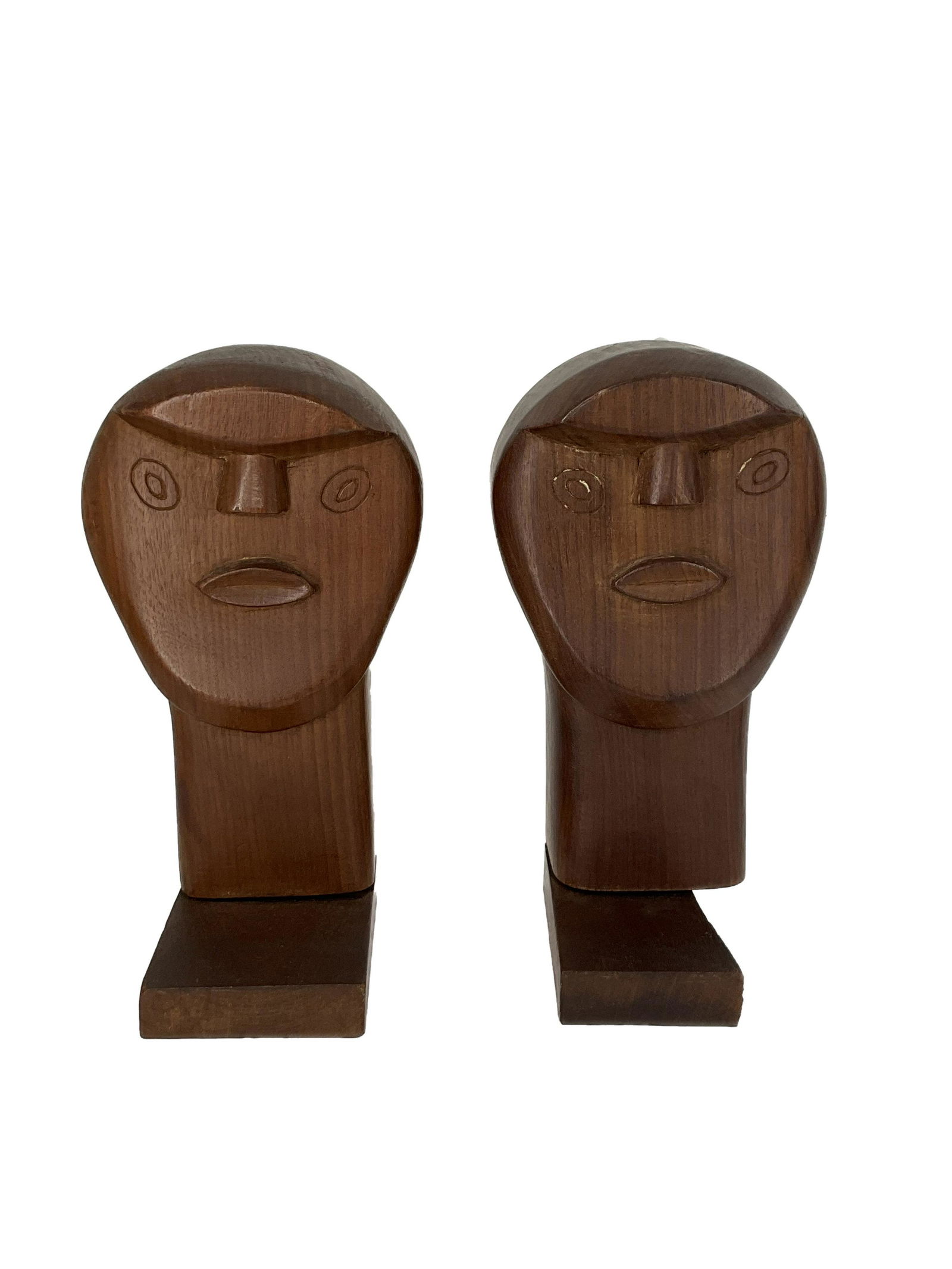 Hand carved MCM Teak Figural Bookends (1 of 4)