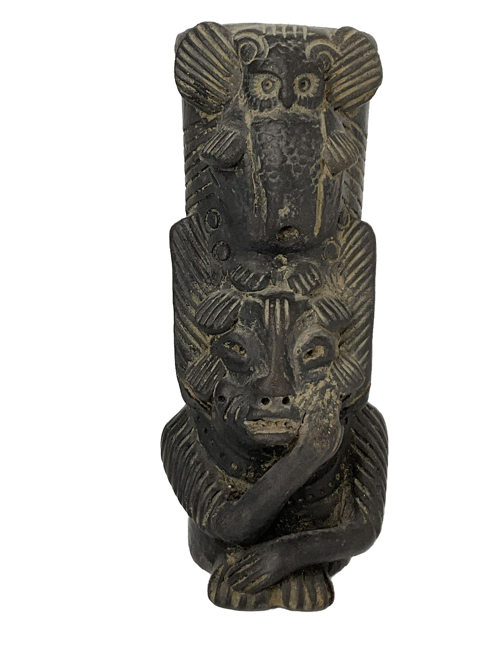 Pre-Columbian Style Black Pottery Vase / Tiki Decor (1 of 7)