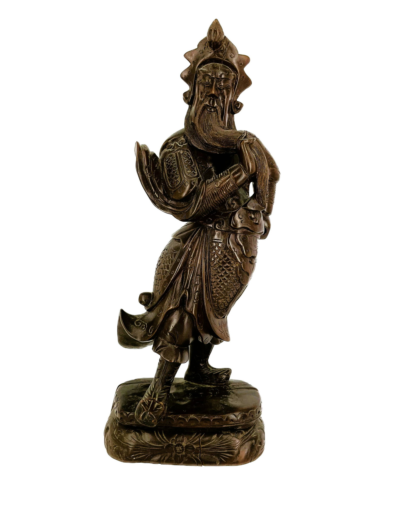 Handcarved Wooden Guan Yu Sculpture: Handcarved Wooden Guan Yu Sculpture. Guan Yu , courtesy name Yunchang, was a Chinese military general serving under the warlord Liu Bei during the late Eastern Han dynasty of China. Approx. size 18.5 