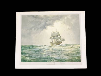 Montague Dawson 'The Gallant Mayflower' Signed Lithograph: Montague Dawson 'The Gallant Mayflower' Signed Lithograph, Printed in England. Approx. size 29 inches tall x 36 wide (art) 20 tall x 29.5 wide. IMPORTANT: NO In-House Shipping, Please read our