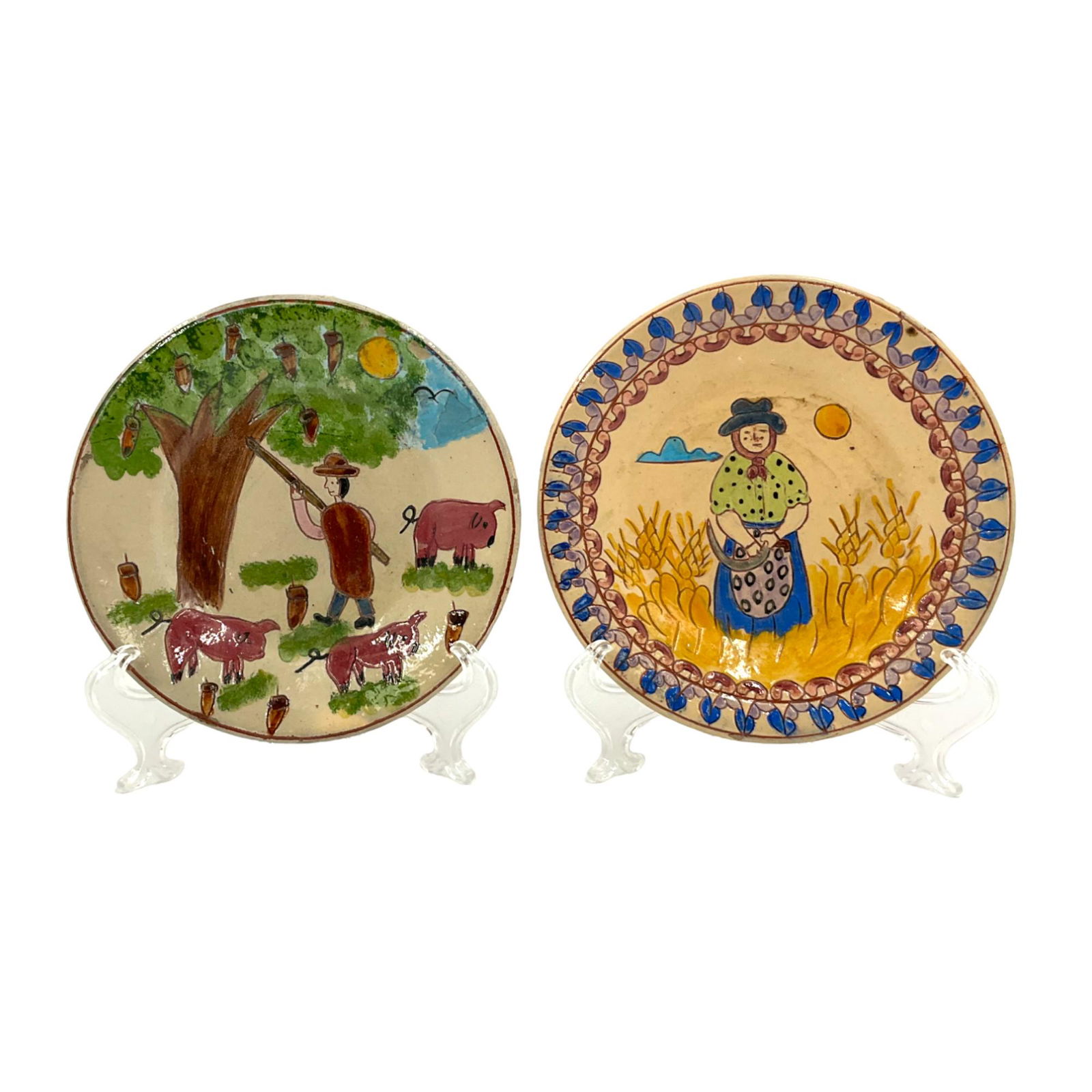 Pair Redware M Beijinho S Pedro do Corval Portugal Plates (1 of 4)