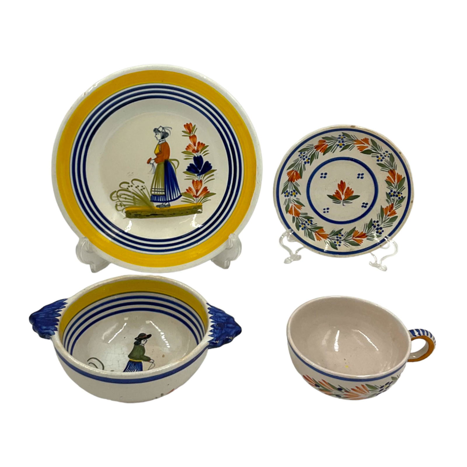 Lot of 4 Henriot Quimper French Ceramic Dinnerware (1 of 6)