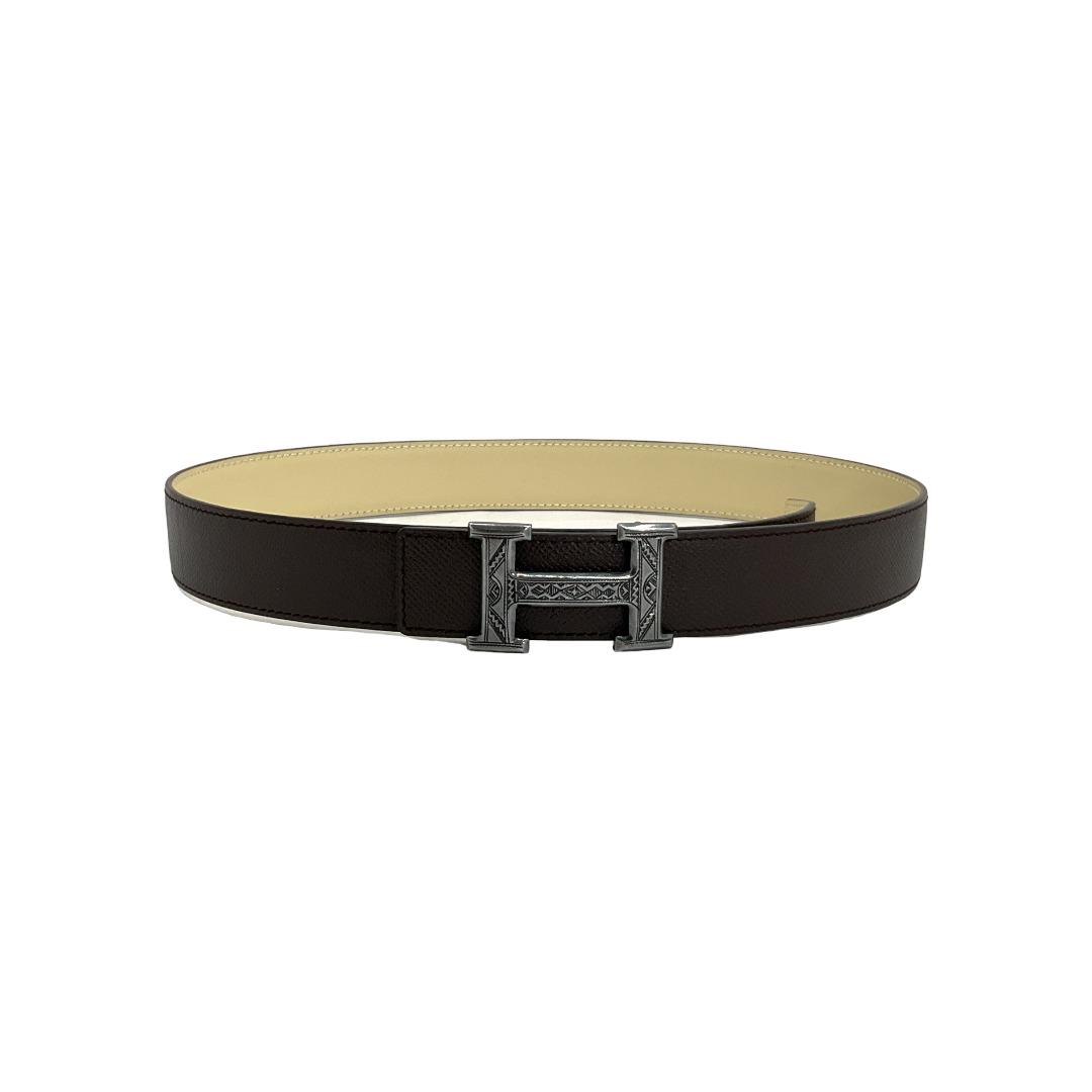 Hermes (Paris) Sterling Silver Touareg Brown Belt (1 of 7)