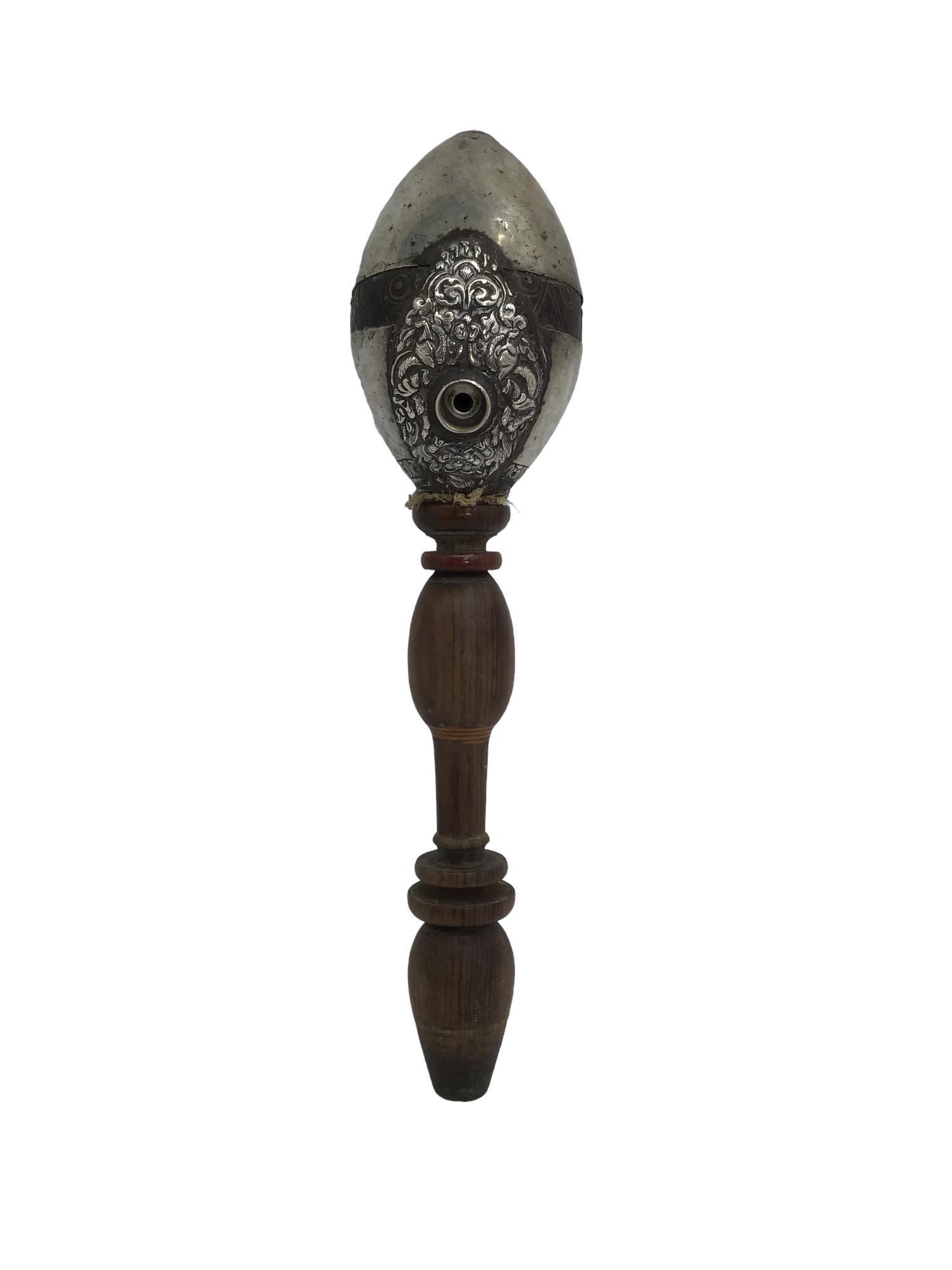 Tribal Shaman Ceremonial Rosewood Pipe With Sterling Silver: Tribal Shaman Ceremonial Rosewood Pipe With Sterling Silver Medallion, No hallmarks, Tested for metal content. IMPORTANT: NO In-House Shipping, Please read our shipping terms for provider.