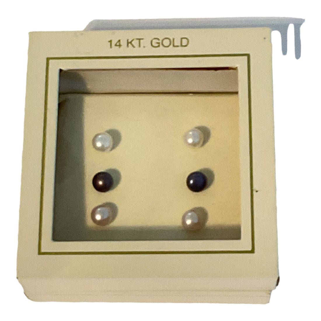 Three Pairs of 14k Gold Pearl Stud Earrings (1 of 3)