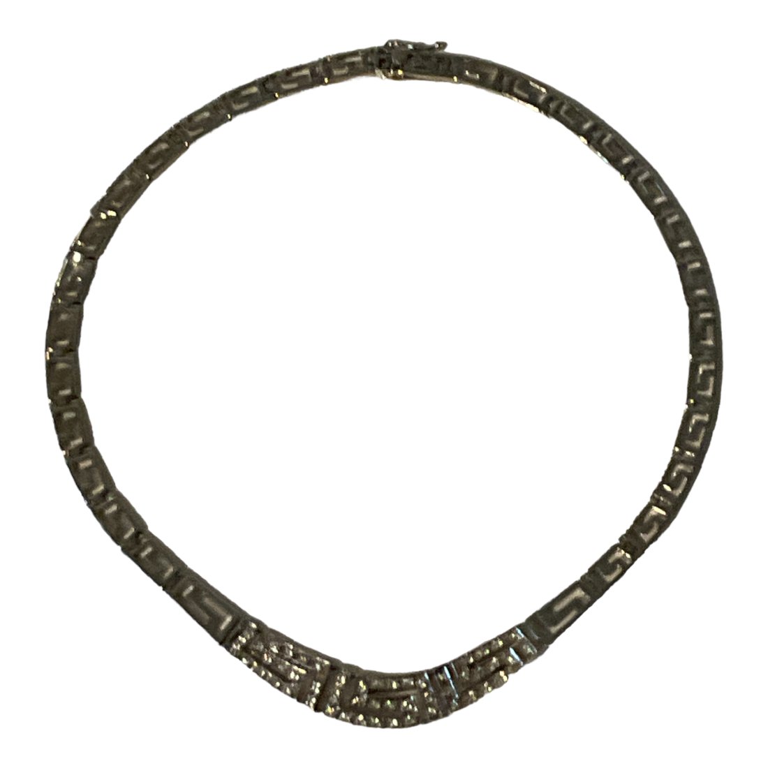 FAS Sterling Silver Greek Key Choker with CZ's: FAS Sterling Silver Greek Key Choker with CZ's. Approx. 16.5 inches long.