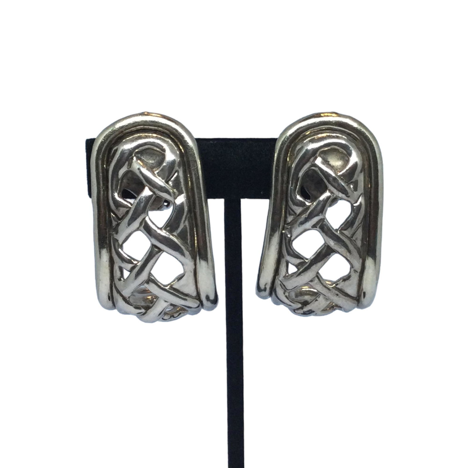 Bat Ami Sterling Silver Basket weave earrings: Bat Ami Sterling Silver Basket weave earrings Electroformed earrings, Approx. 2 long x 1 inch wide