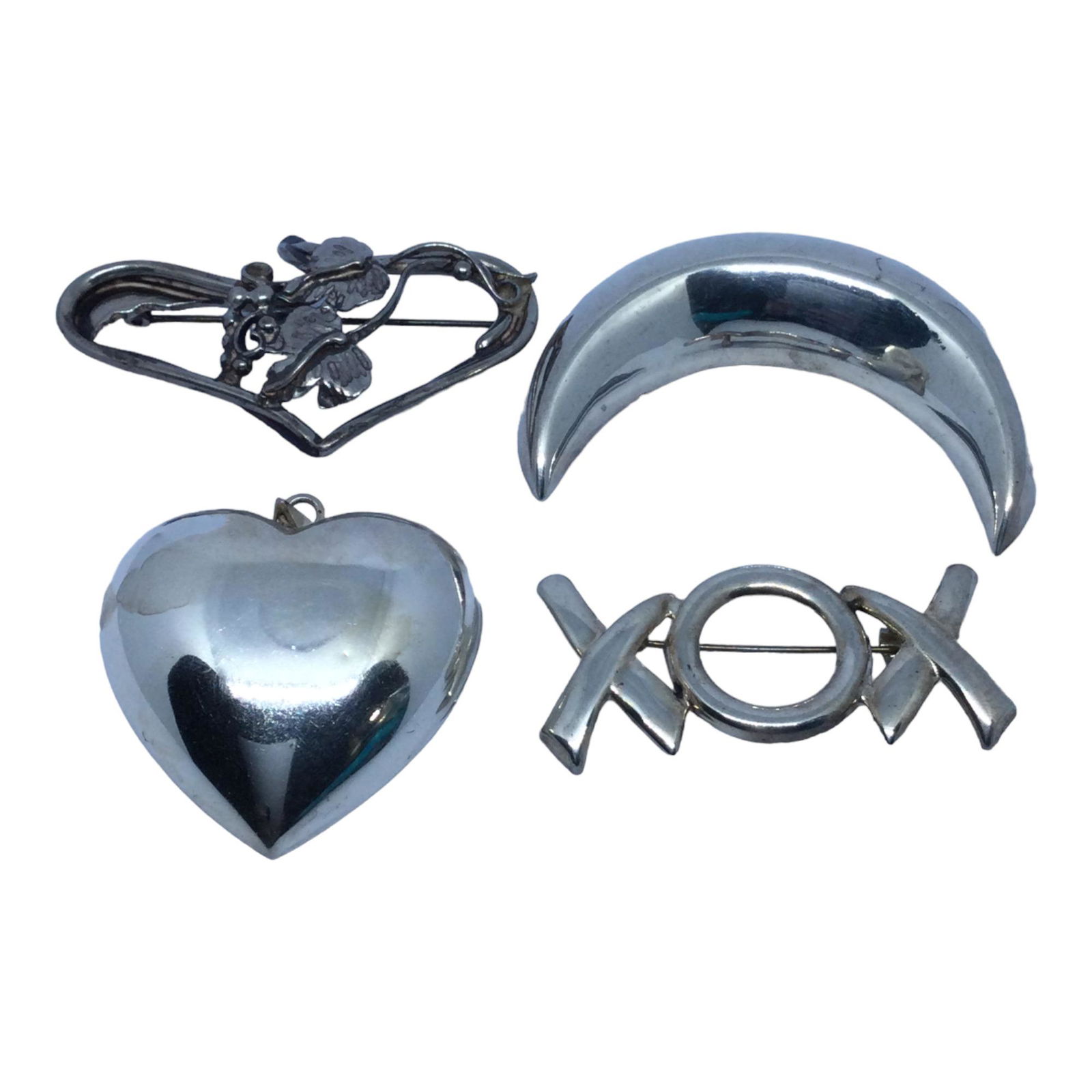 Lot of 4 Vintage Sterling Silver Pendants and Brooches (1 of 2)