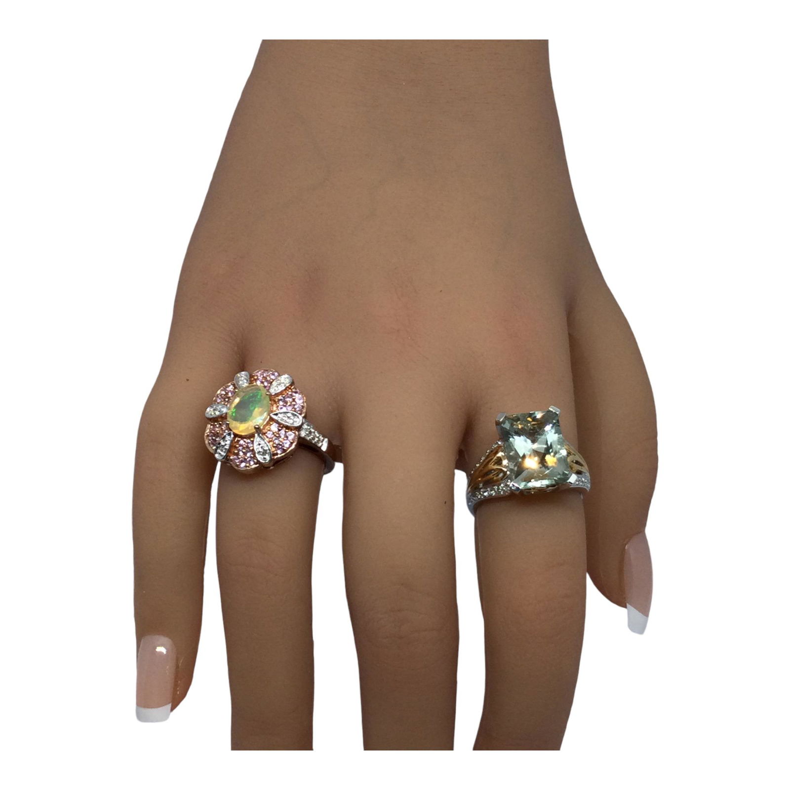 Lot of 2 Designer Signed Sterling Silver Rings Size 8 (1 of 3)