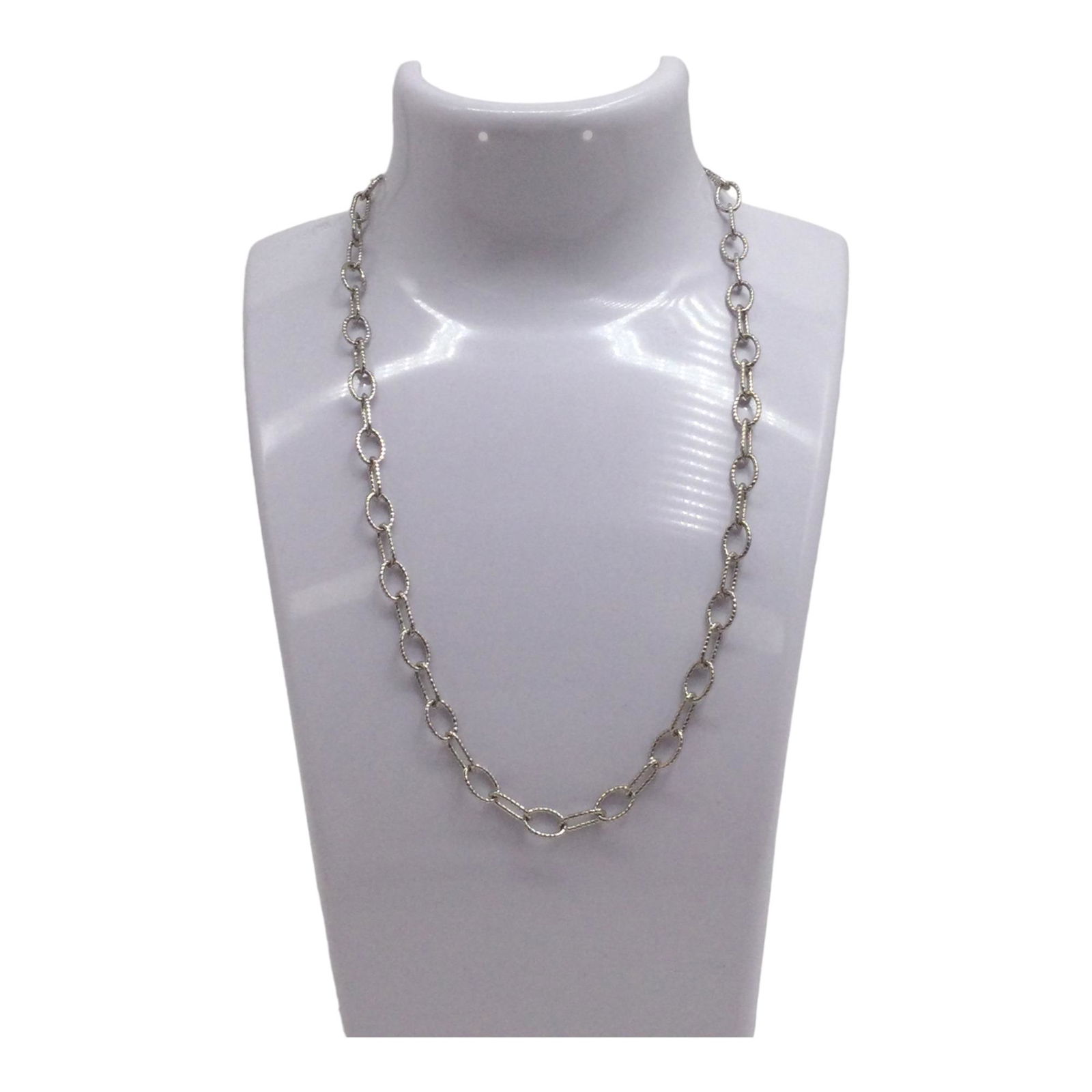 Jorge Revilla 925 Sterling Silver Choker Necklace: Jorge Revilla Spain 925 Sterling Silver Chain Link Choker Necklace, 15.5 inches long.