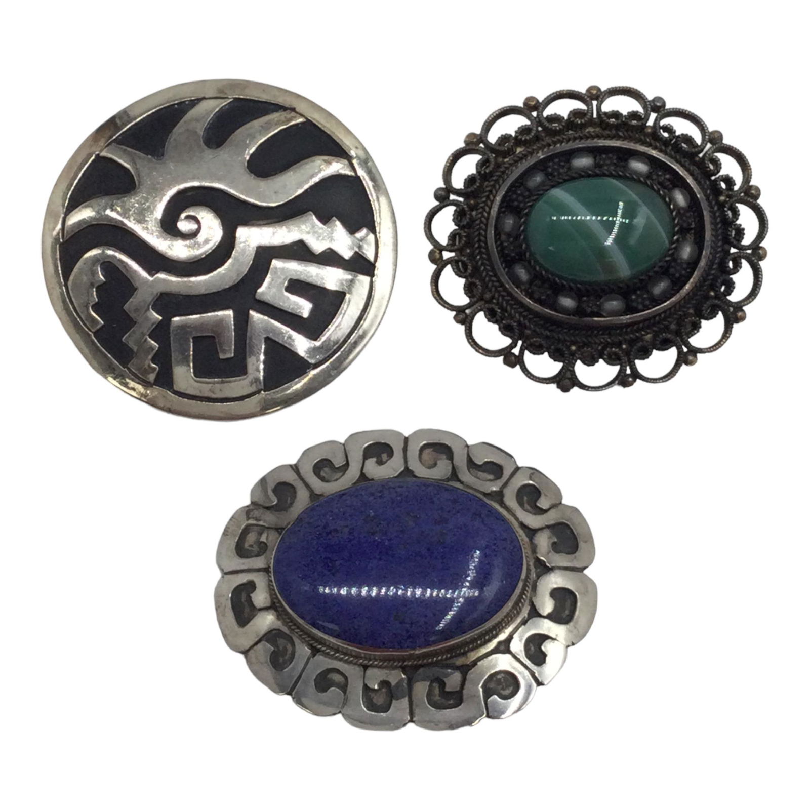 Lot of 3 Sterling Silver Brooches (1 of 2)