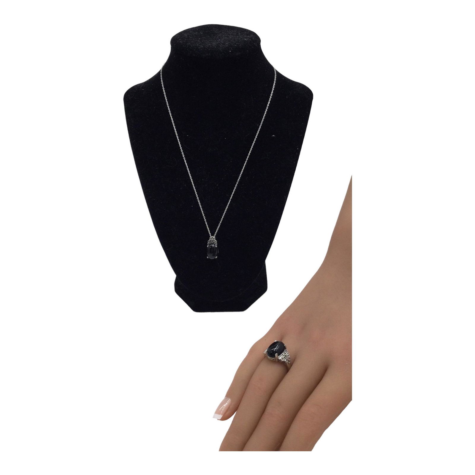 Designer FAS 925 Sterling Silver Necklace and Ring Set (1 of 6)