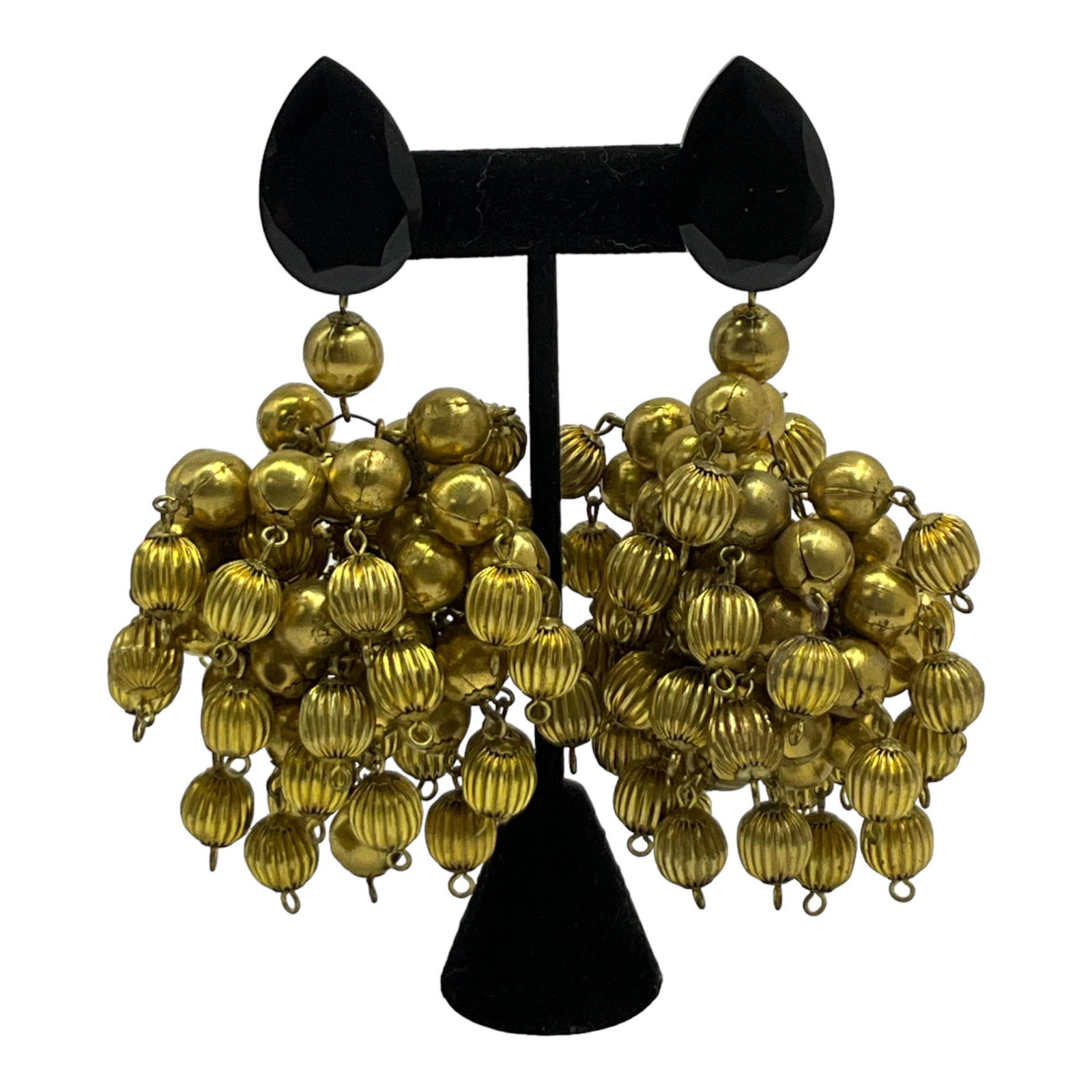 Vintage Large Rhinestone and Drop Dangle Beads Clip on Earrings (1 of 3)