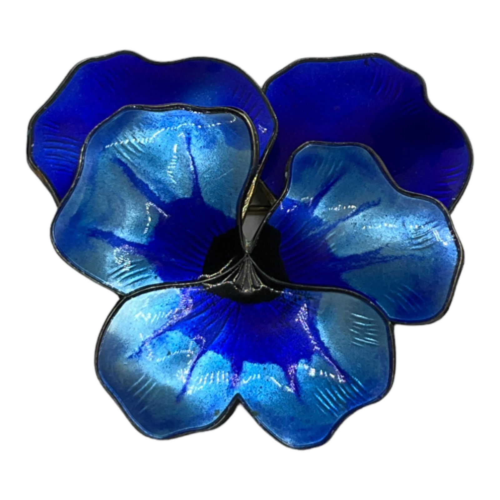 David Anderson Norway Guilloche Sterling Silver 925S Hallmarked Flower Brooch: David Anderson Norway Guilloche Sterling Silver 925S Hallmarked blue enamel Flower Brooch - 2 x 2 inches.