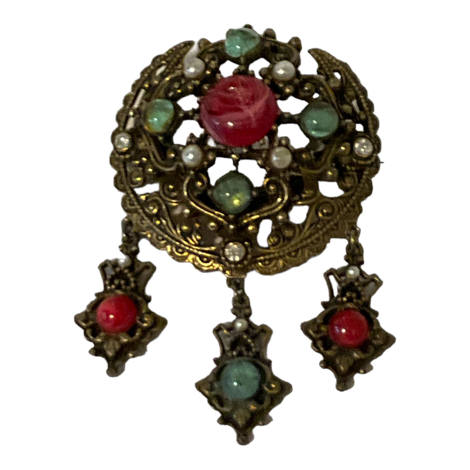 Vtg. Samsan Signed SA Multi-color Stones Brooch (1 of 3)