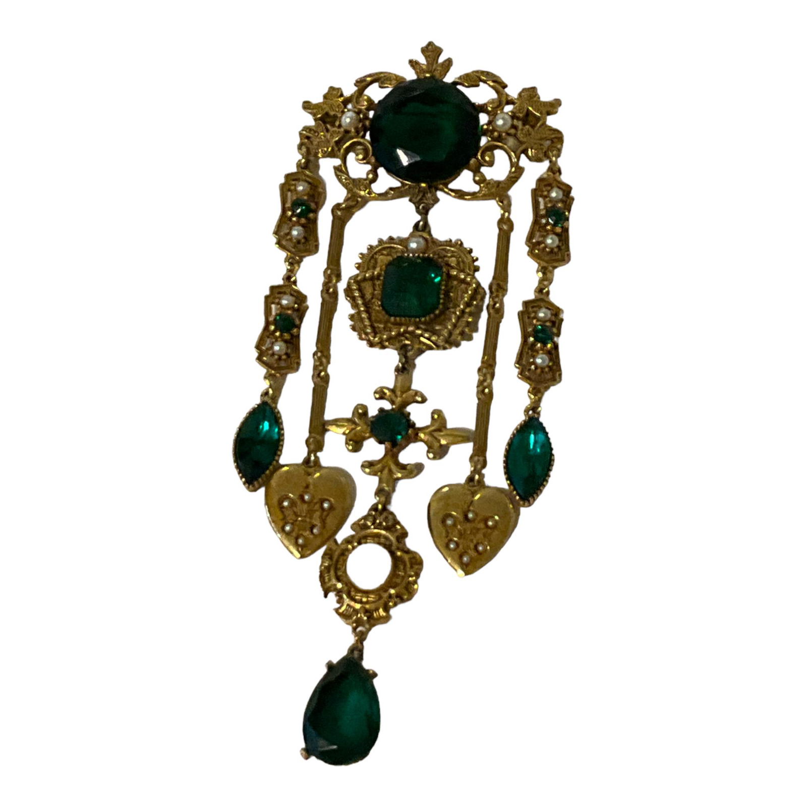 Vtg. Large Coro Rhinestone Drop Dangle Brooch (1 of 3)