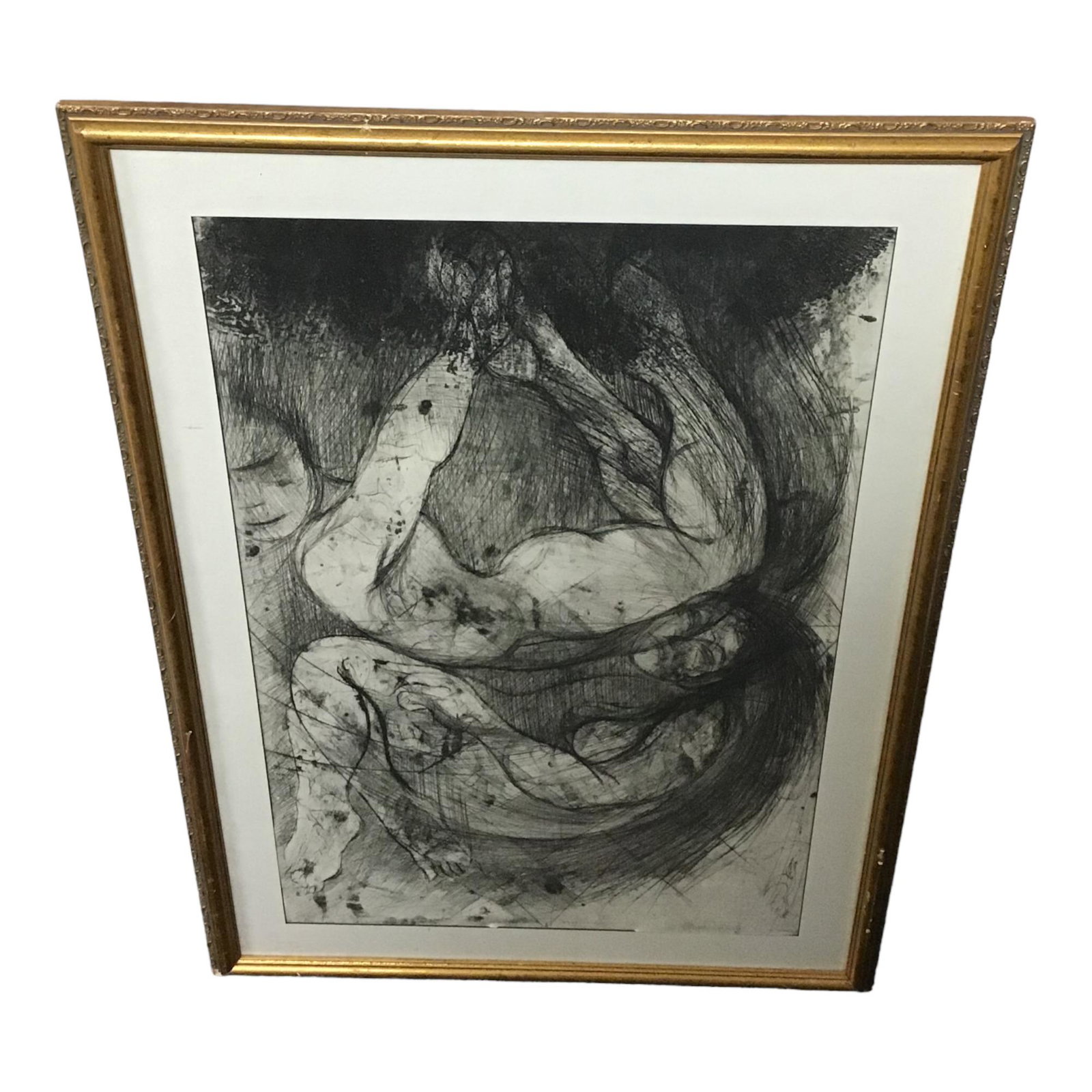 Juan Fernandez Signed Art: Juan Fernandez Artist Signed Art depicting two nudes, there are several inscriptions that are illegible. IMPORTANT: NO In-House Shipping, Please read our shipping terms for provider.