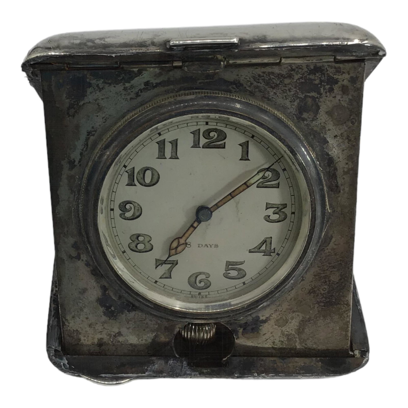 1948 Silver Plated Miami Jockey Club Clock Presented To Kay Clark Enamel Emblem: An elegant Silver eight-day travel clock from the Hialeah Club's 1941 Miami Jockey Club Dinner Stakes, this was presented to Kay Clark, who was married to John C Clark's, past owner of Hialeah Park 19