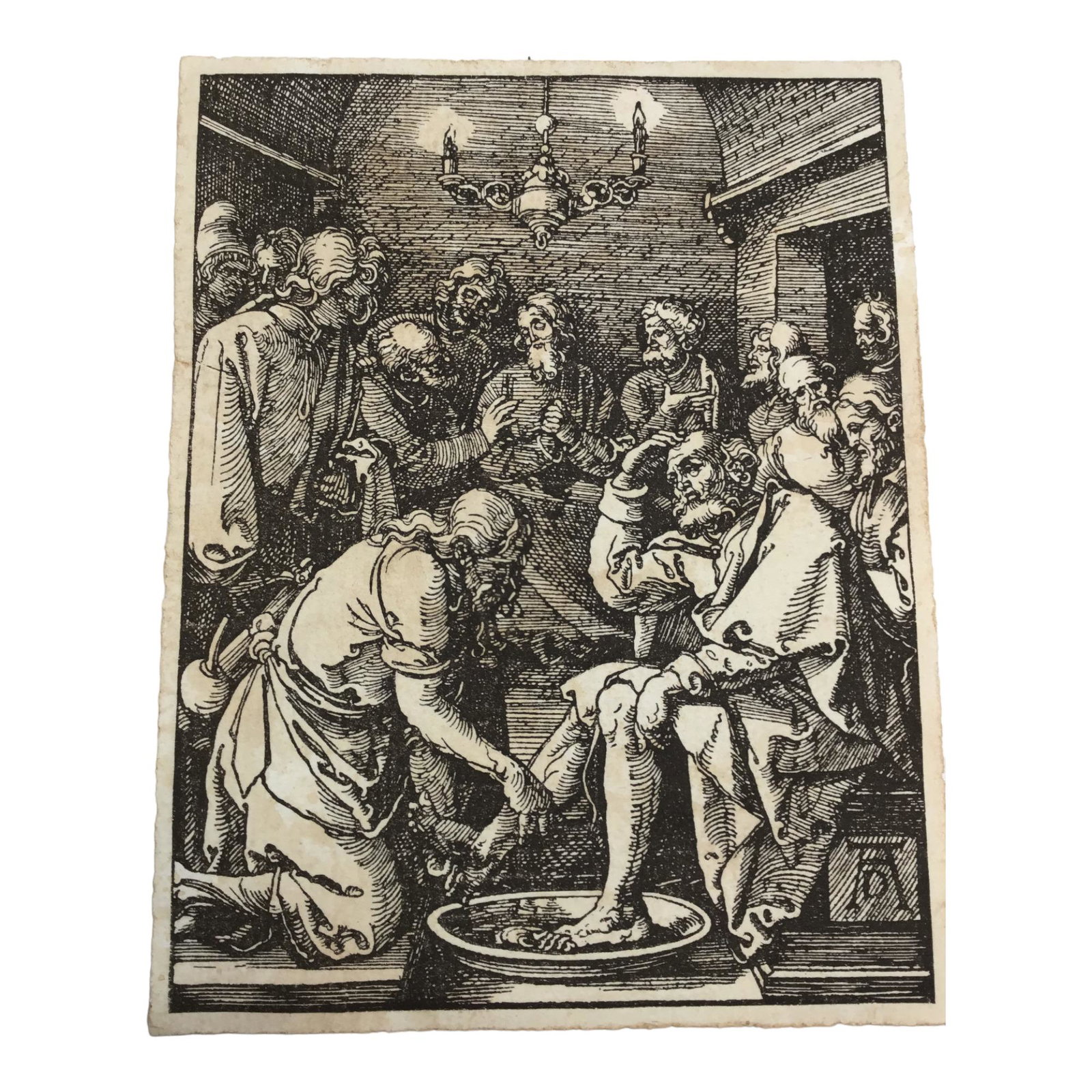 Albrecht Durer (German, 1471-1528) Woodcut 'Christ Washing the Feet of the Disciples': Albrecht Durer (German, 1471-1528) Woodcut 'Christ Washing the Feet of the Disciples' from 'The Small Passion' - Late 18th to early 19th century - Printed on line Paper IMPORTANT: NO In-House Shipping