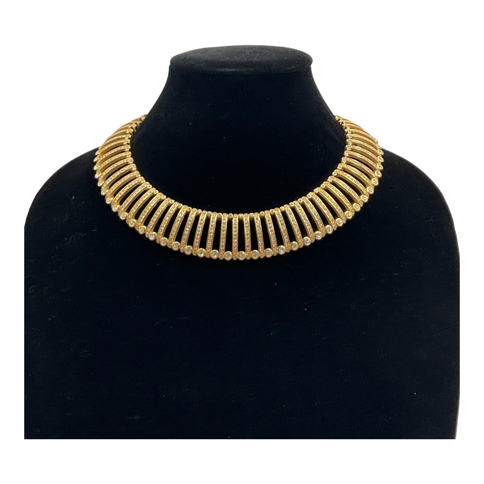 Vintage New Old Stock Christian Dior Gold & Rhinestone Choker (1 of 4)